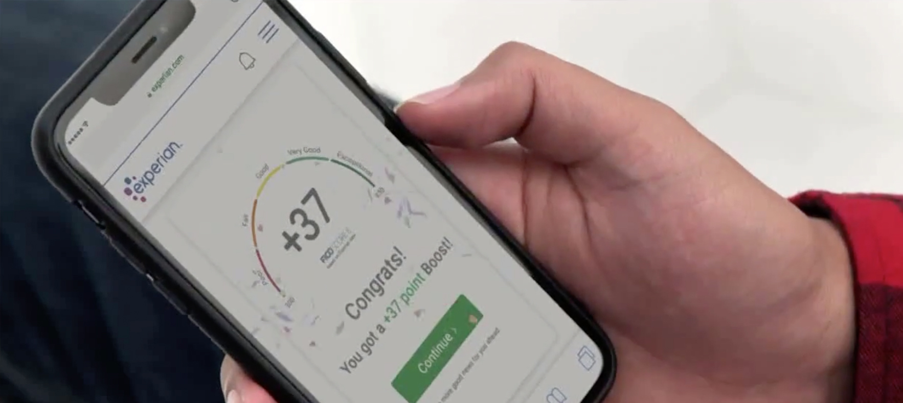 Photo of Experian's Boost product being used on a phone.