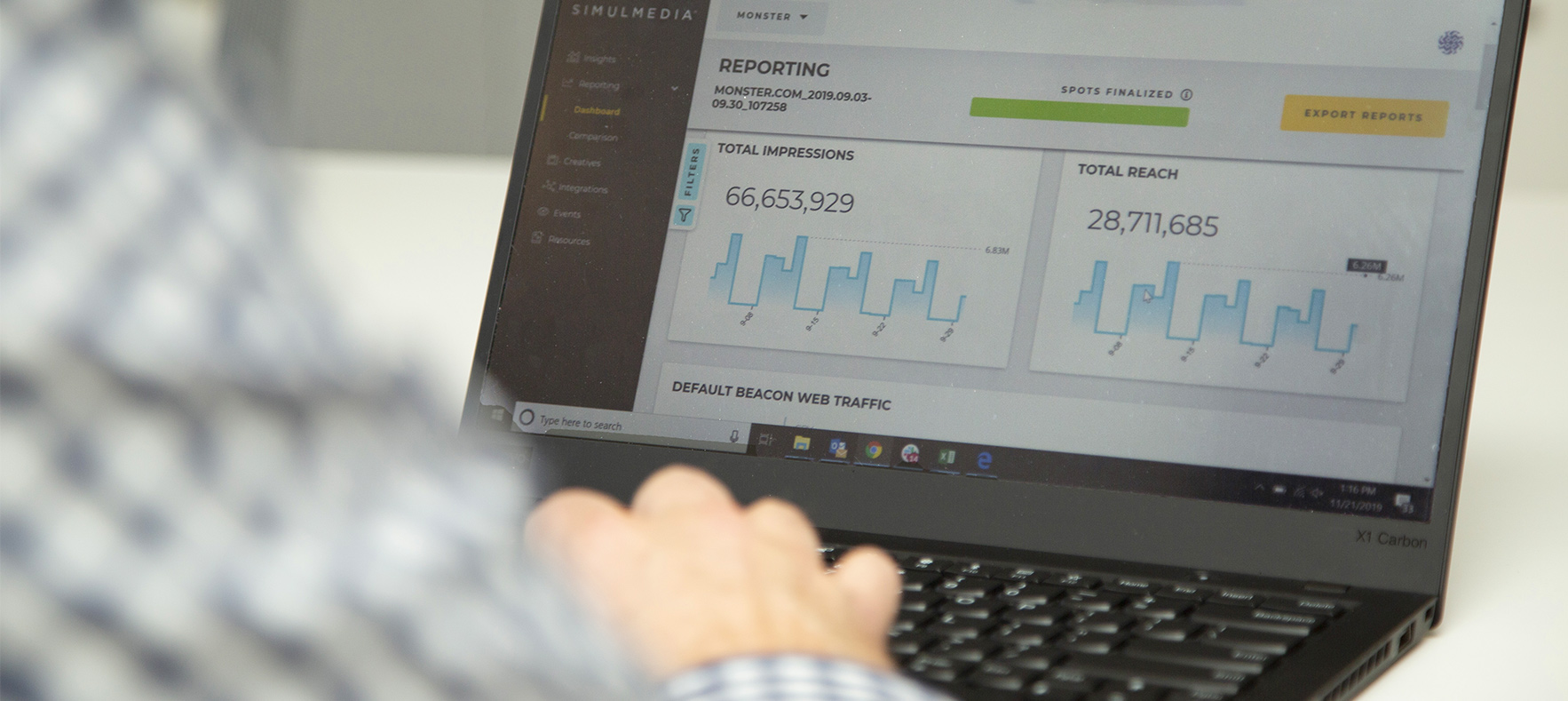 Using Reporting dashboard to monitor audience reach and overall impressions.